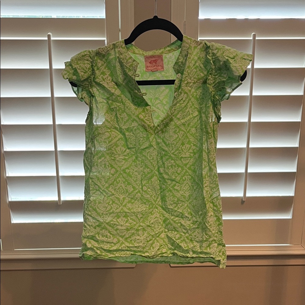 Banjanan Light Green Patterned Blouse